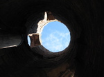 SX16582 View up to blue sky from tower at Goodrich castle.jpg